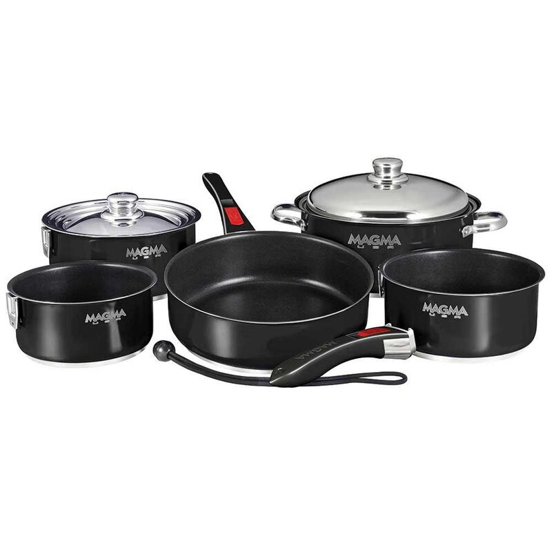 Stainless Steel Nesting RV Induction Cookware, 10 Piece Set, Black image number 1