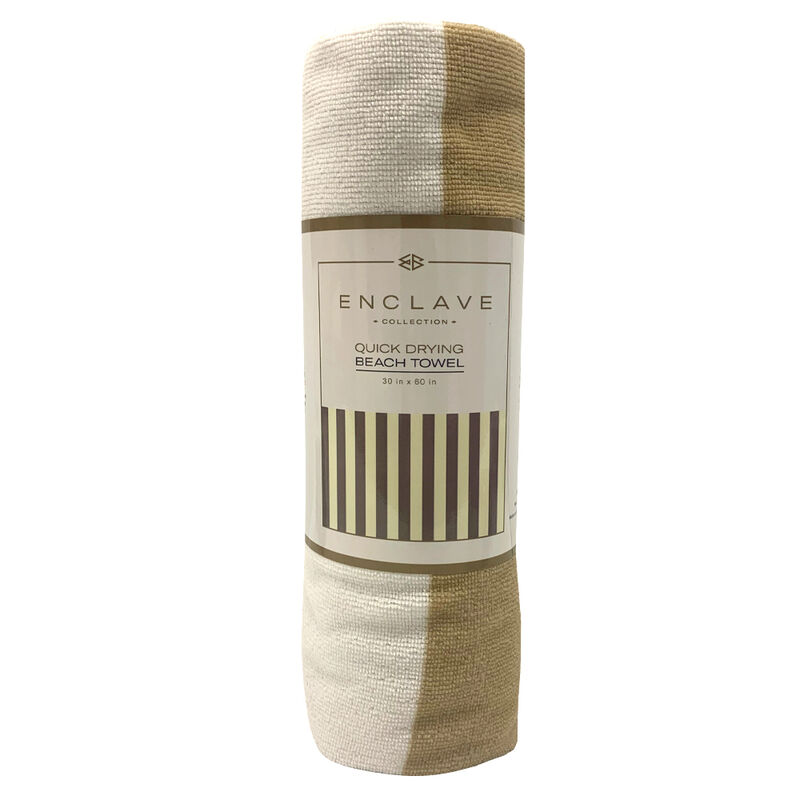 Enclave Quick-Drying Beach Towel, 30" x 60", Tan Stripe image number 1