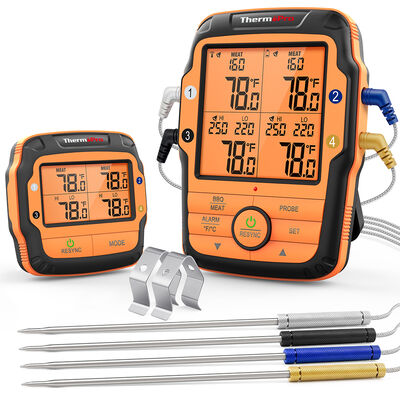 ThermoPro TP27 Wireless Meat Thermometer with 4 Color-Coated Probes