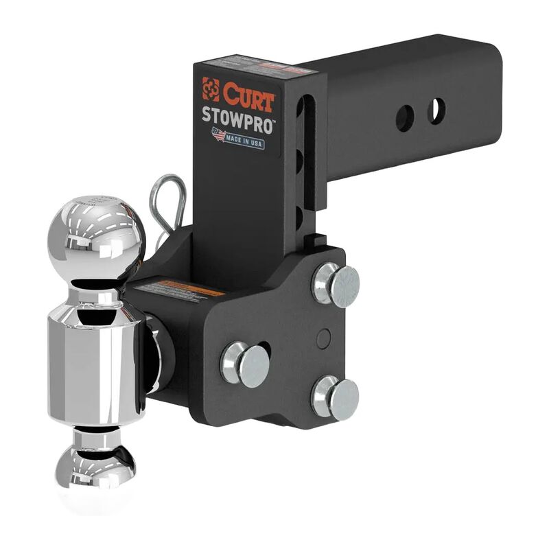 CURT StowPro Adjustable Ball Mount, 5 in Drop, 2-1/2 in Shank, Dual Ball #45971