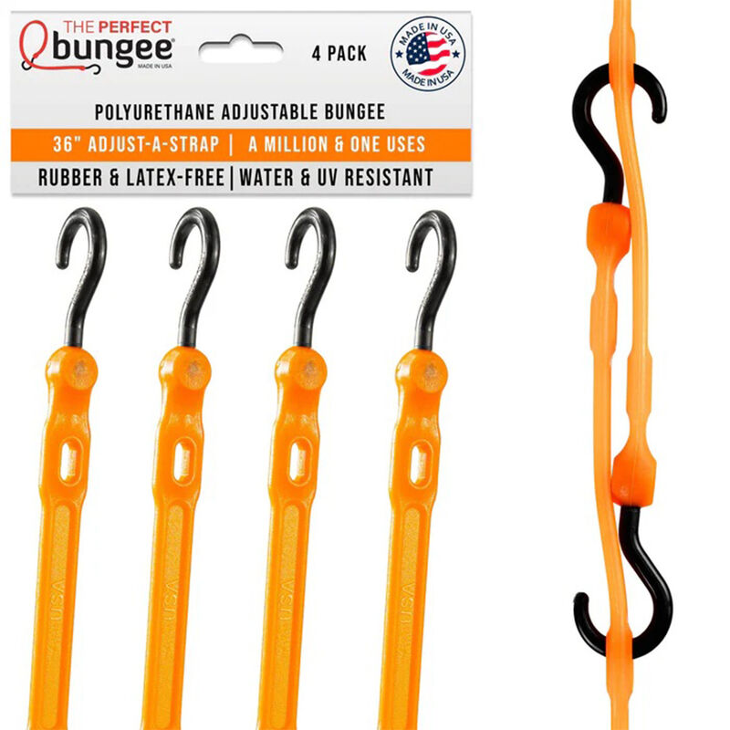The Perfect Bungee 36" Adjust-A-Strap Adjustable Bungee Strap, Orange, 4-Pack