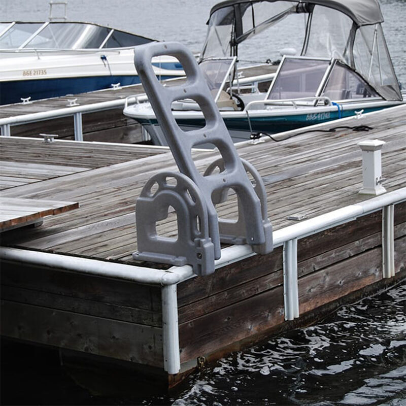 Dock Edge Roto-Molded 4-Step Stand-Off Flip-Up Ladder, Gray image number 2