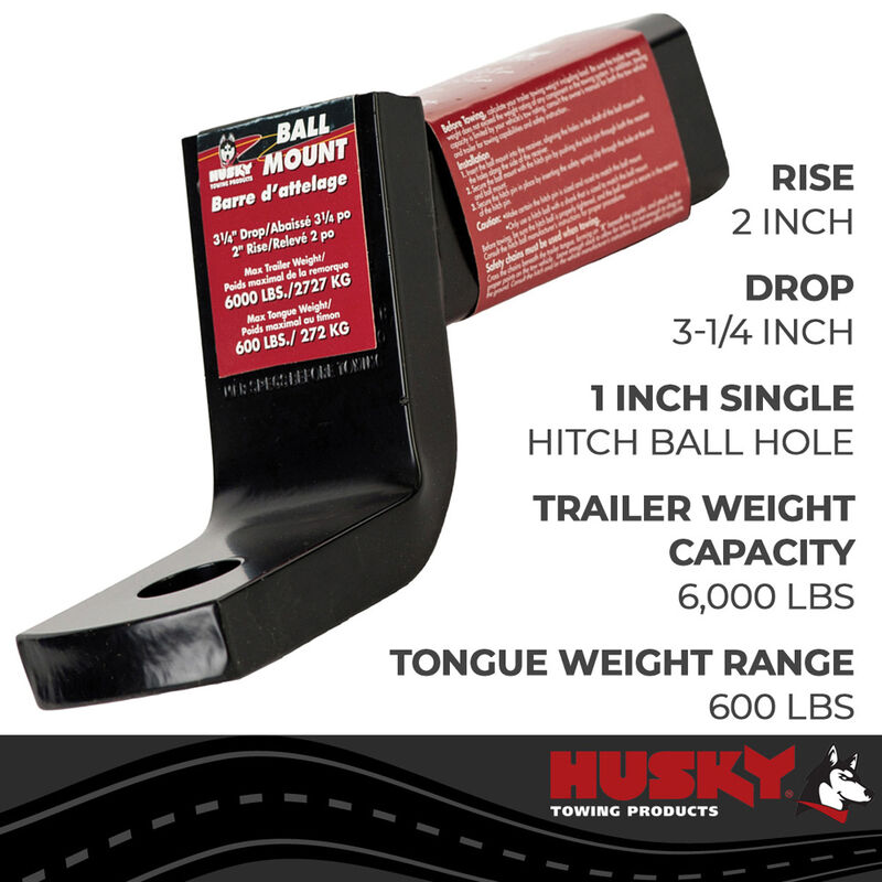 Husky Towing 2 Inch Receiver Trailer Hitch Ball Mount image number 3