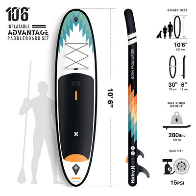 Hurley Advantage 10' 6" Outsider Inflatable Stand-Up Paddleboard Package