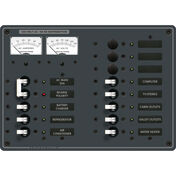 Blue Sea Systems Panel, AC Main + 11 Positions, Micro Voltmeter and Ammeter