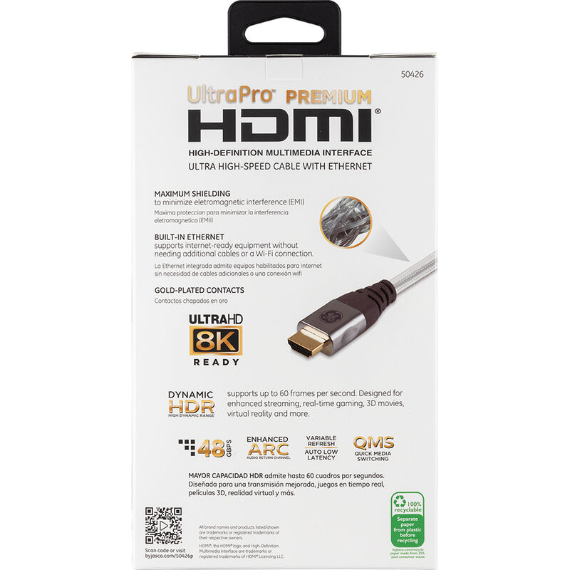 GE UltraPro 8K Ultra High-Speed HDMI Cable with Ethernet, 8' image number 8