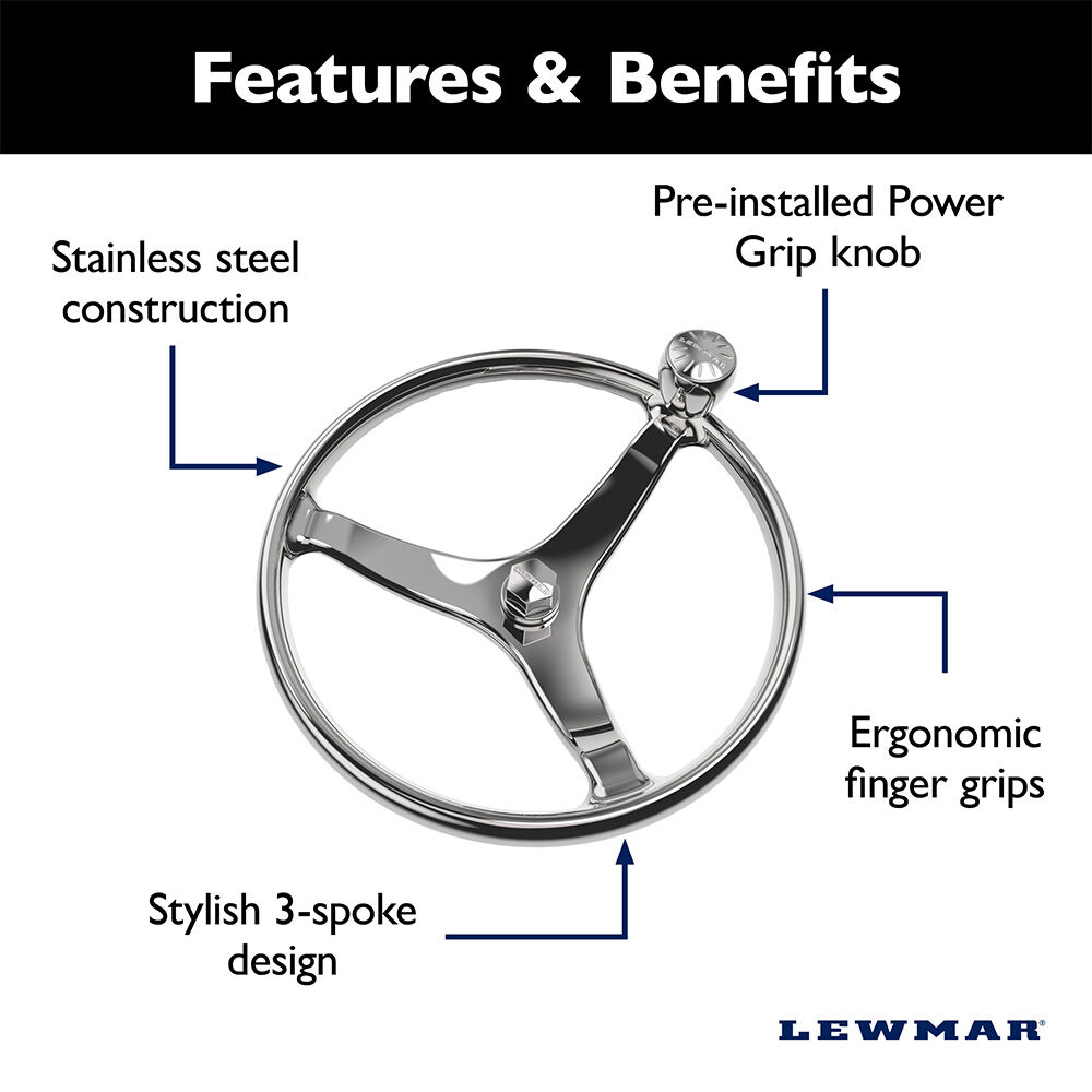 Lewmar Power Grip Boat Steering Wheel w/ 5/8
