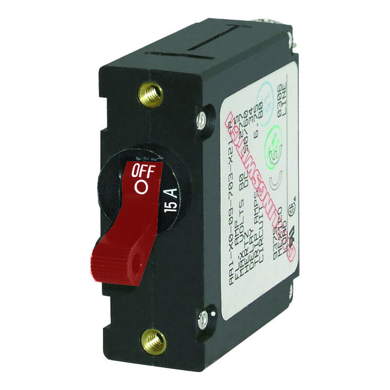 Blue Sea Circuit Breaker A-Series Toggle Switch, Single Pole, 15A, Red image number 1