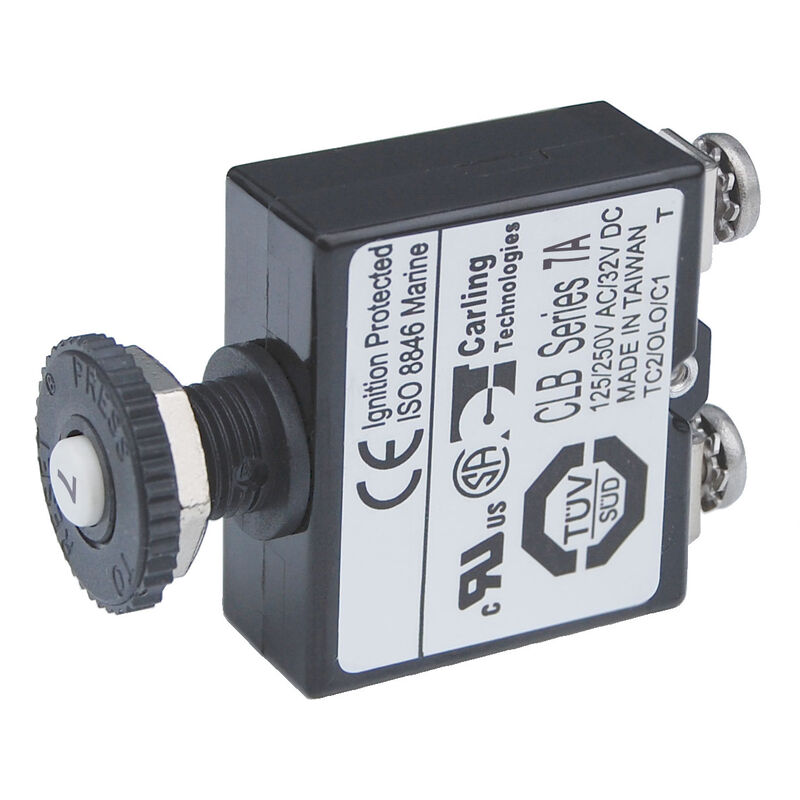 Blue Sea Systems Push-Button Reset-Only Screw Terminal Circuit Breaker, 7 Amps image number 1