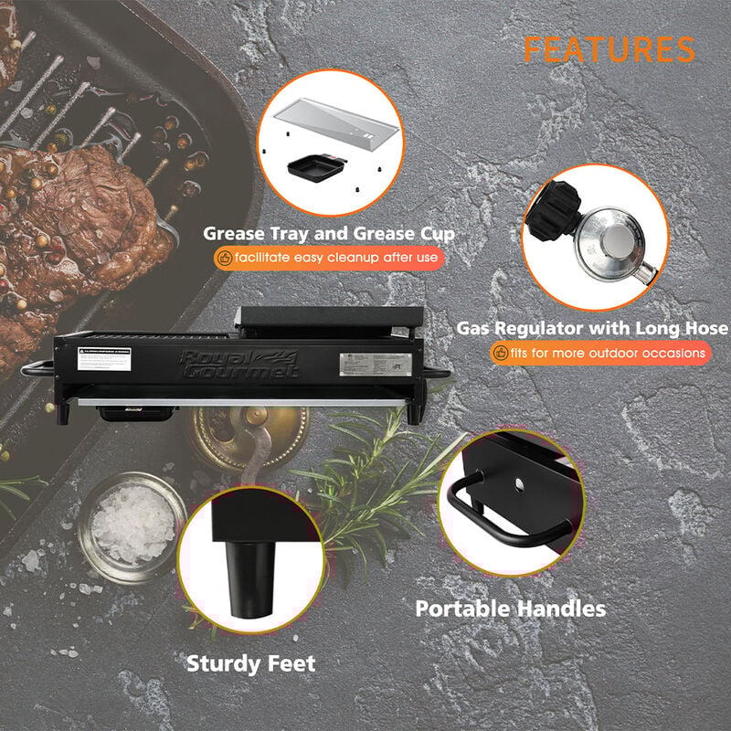 Royal Gourmet Portable 4-Burner Tabletop Gas Griddle and Grill Combo image number 10