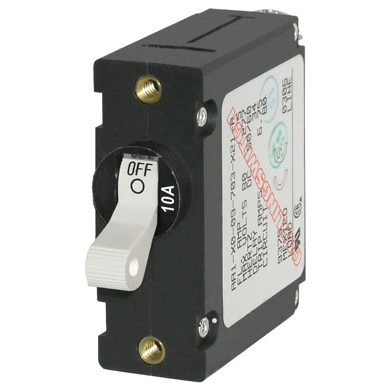 Blue Sea Systems A-Series Toggle Switch Circuit Breaker, Single Pole 10 Amp image number 1