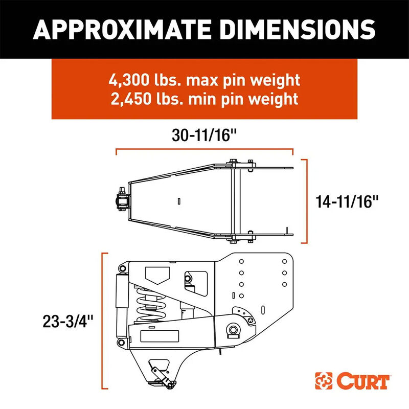 CURT Helux Coil-Spring Gooseneck Pin Box, 4,300 lbs. Pin Weight, 20,000 lbs. Capacity image number 6