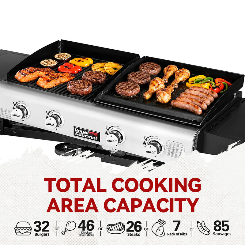 Royal Gourmet 4-Burner&nbsp;Flat Top&nbsp;Gas Grill & Griddle Combo, Folding Legs Design image number 6