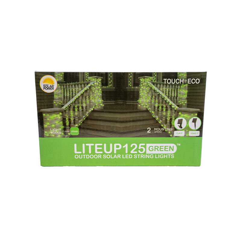 Touch of ECO LITEUP125 Outdoor Solar LED String Lights, Green image number 2