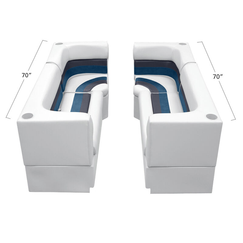 Deluxe Pontoon Furniture w/Toe Kick Base - Party Pit Package, White/Navy/Blue image number 1
