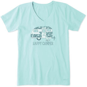 Life Is Good Women&rsquo;s Ditsy Happy Camper Crusher V-Neck