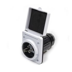 Electric World 50A RV Inlet in White w/Stainless Steel Cover