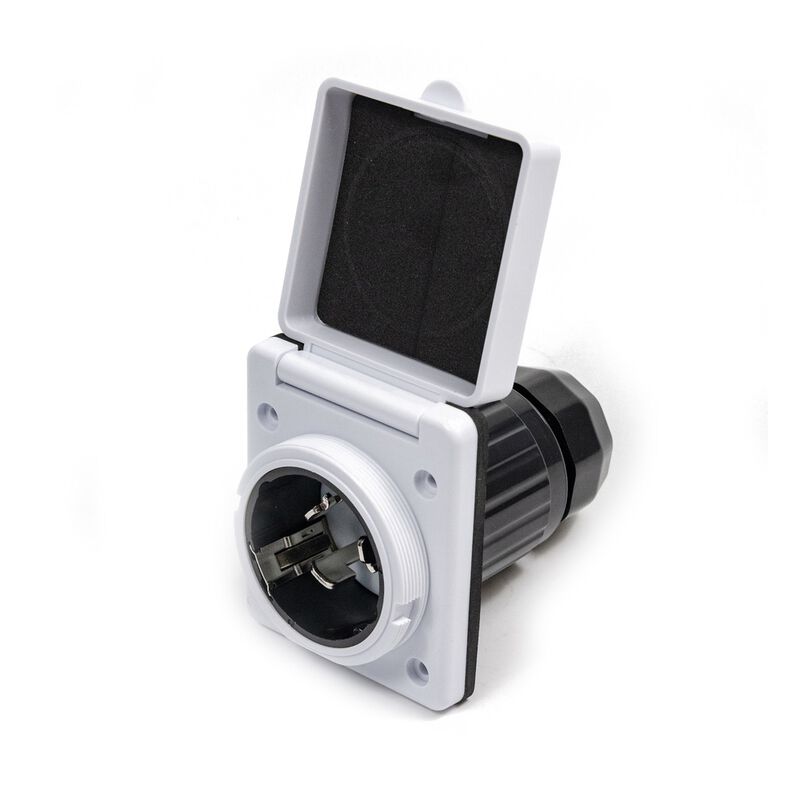 Electric World 50A RV Inlet in White w/Stainless Steel Cover