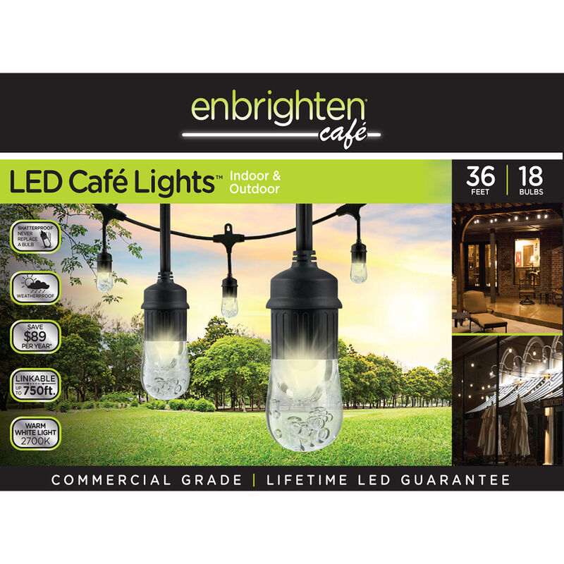 Enbrighten Classic LED Cafe String Lights, 36' image number 3
