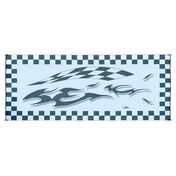 Reversible Checkered Flag Design RV Patio Mat, 8' x 20', Blue/Black