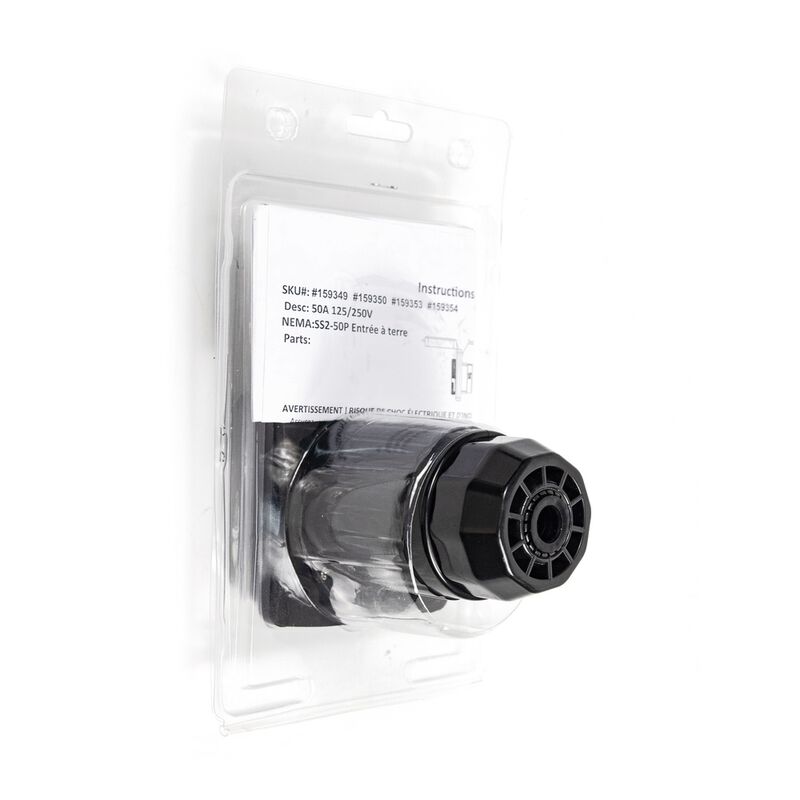 Electric World 50A Black RV Inlet with Stainless Steel Cover image number 10
