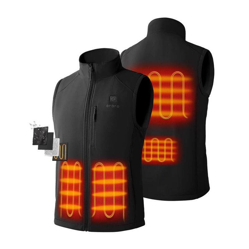 ORORO Men's Heated Softshell Vest with Lower Back Heating image number 2