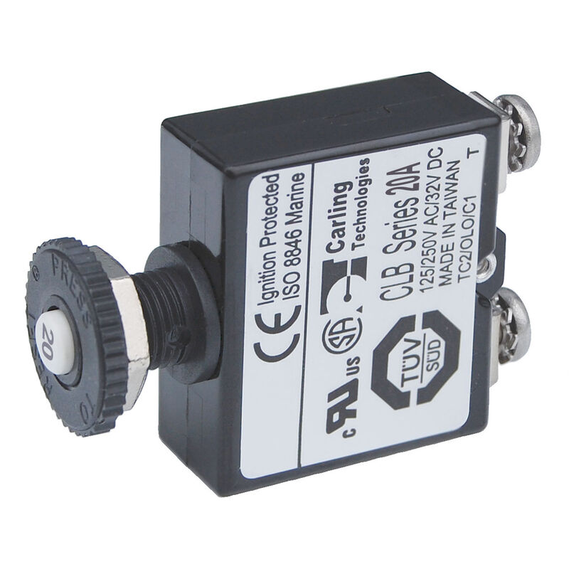 Blue Sea Systems Push-Button Reset-Only Screw Terminal Circuit Breaker, 20 Amps image number 1