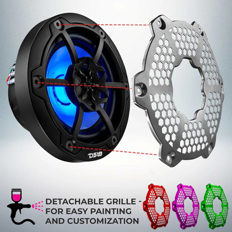 DS18 NXL-6M 6.5" Two-Way Coaxial Marine Speakers with RGB LED Lights, Pair image number 2