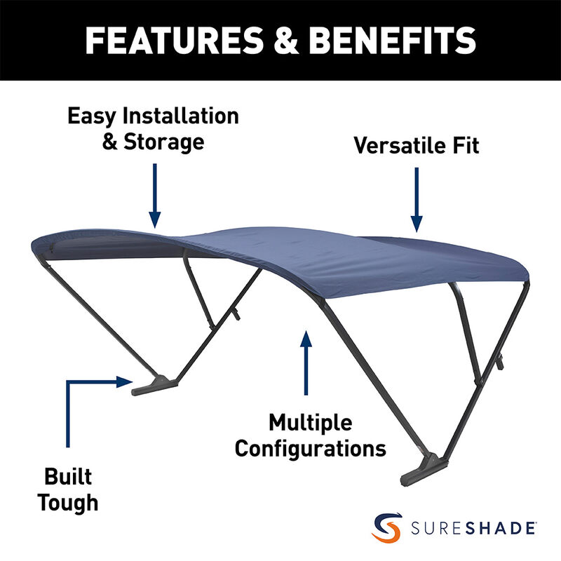 SureShade Pontoon Power Bimini Top, Black Frame image number 2