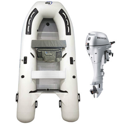 Island Hopper Killer Whale 10.8' Aluminum Floor Inflatable Sport Boat with Honda 8 HP Outboard with 15" Shaft