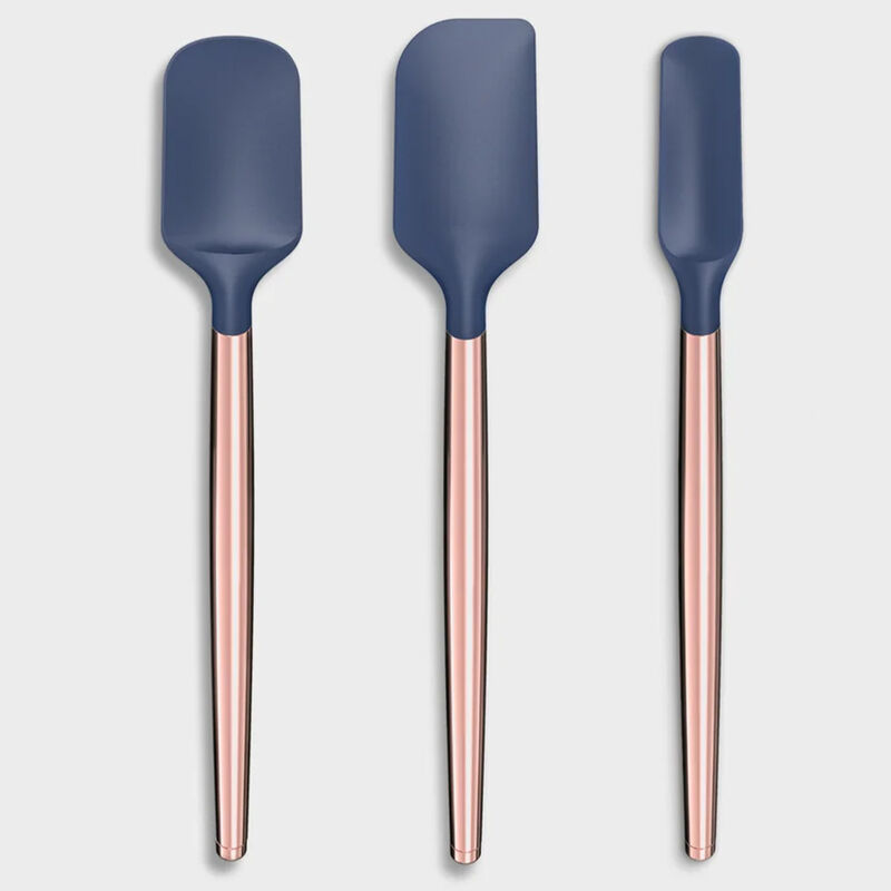 Art and Cook 3 Piece Silicone Spatula Set, Blue/Rose Gold