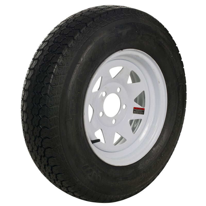 Tredit H188 5.30 x 12 Bias Trailer Tire, 5-Lug Spoke White Rim image number 1