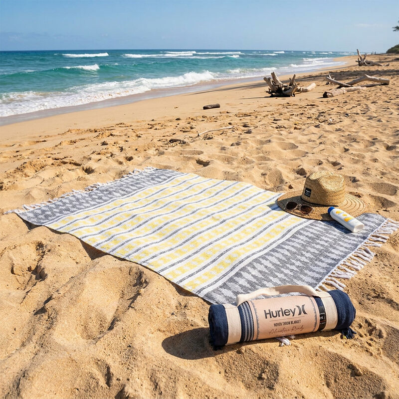 Hurley Cotton Woven Throw Yellow/Grey Pattern image number 4