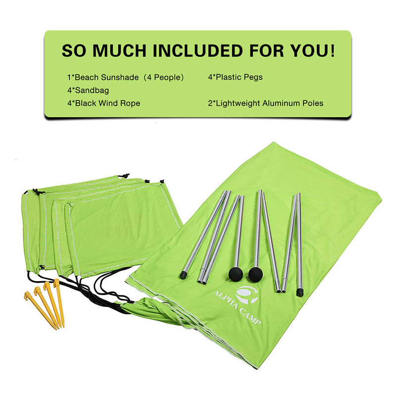 MF Studio Beach Shade 7.6' x 7.2' Sun Shelter and Portable Canopy, Green image number 4