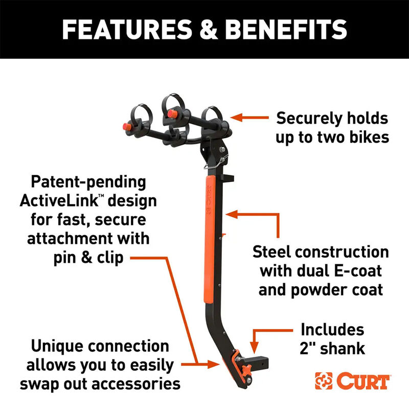 CURT ActiveLink SE Hitch-Mounted Two-Bike Rack image number 6