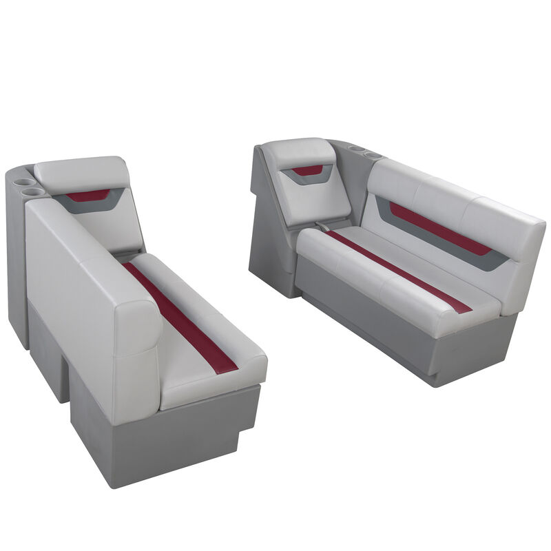 Designer Pontoon Furniture - 54" Front Lounge Package, Sky Gray/Dark Red image number 1