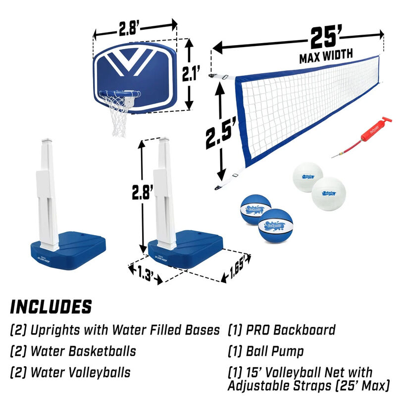 GoSports Splash Hoop 2-in-1 Pool Basketball Hoop & Volleyball Set image number 3