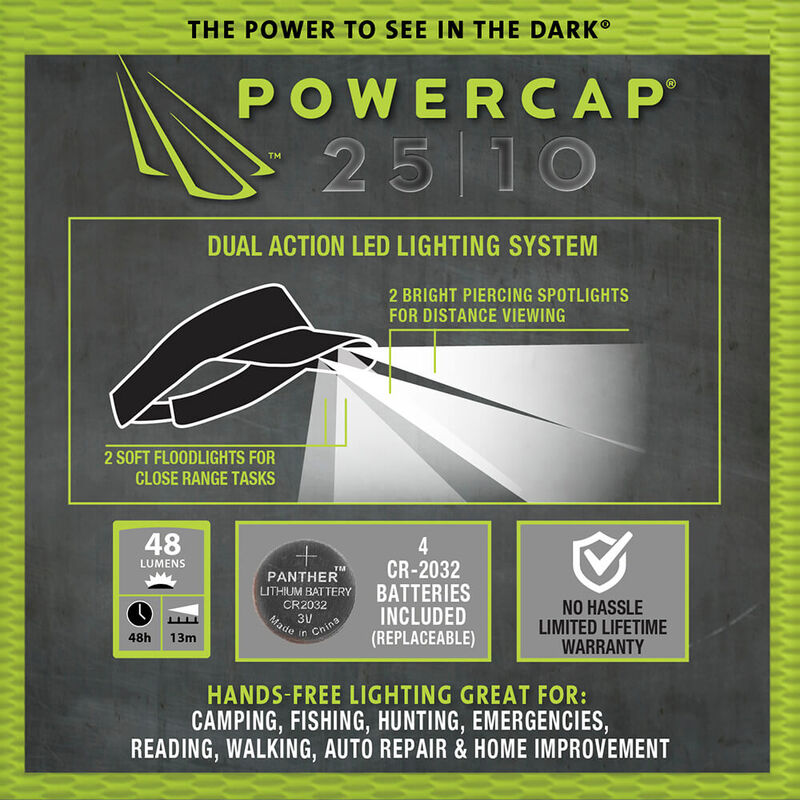 Panther Vision Powercap 25/10 LED Lighted Visor, Black image number 2