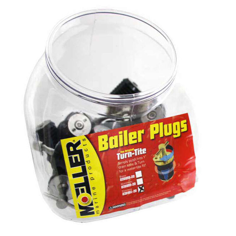 Moeller 1" Stainless Steel Turn-Tite Bailer Plugs, 20-Pack (Display) image number 1