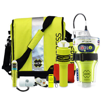 ACR GlobalFix V4 EPIRB Survival Kit w/Rapid Ditch Bag, C-Strobe, H2O Signal Mirror, Rescue Whistle, HemiLight, ResQFlare & Distress Flag