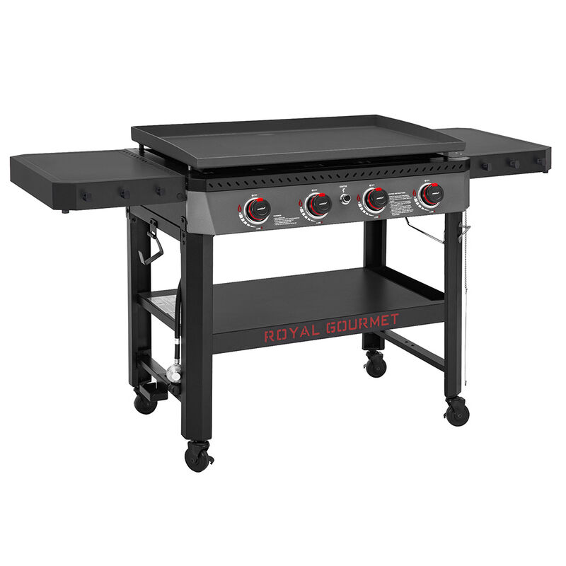 Royal Gourmet 34in 4-Burner Propane Griddle w/ Shelves & Storage image number 11