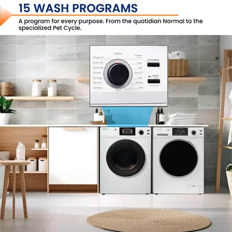 Equator Stackable EW 826 Washer + ED 866 DL Dryer Set, White image number 3