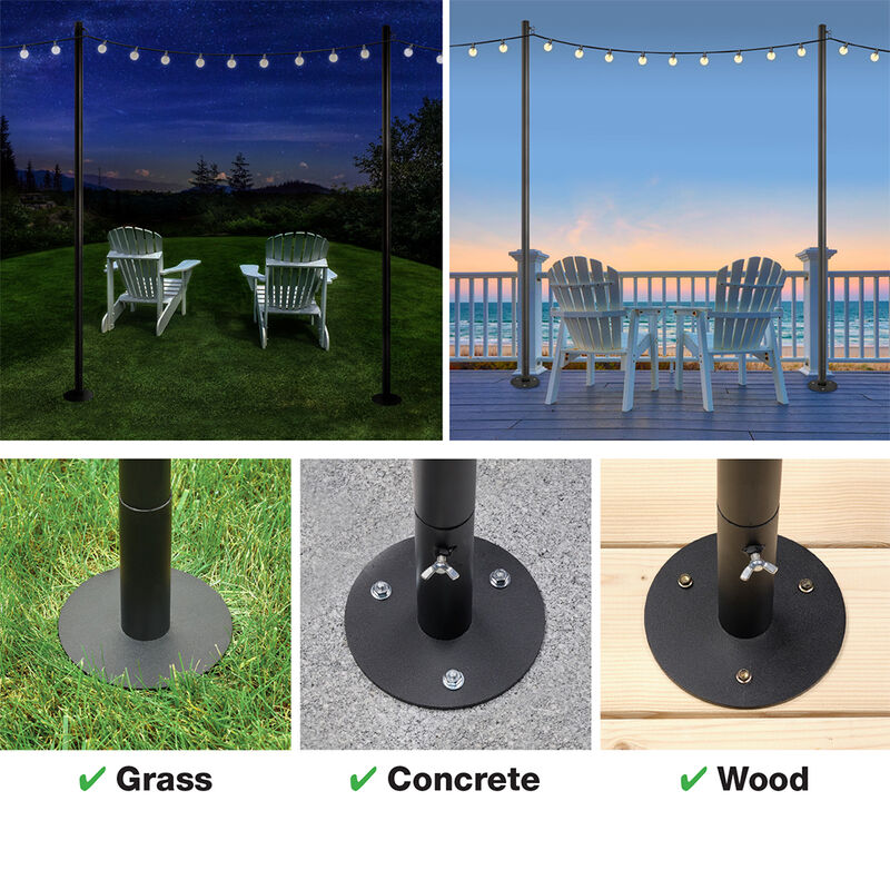Excello Global Products Bistro String Light Poles, 4-Pack image number 6