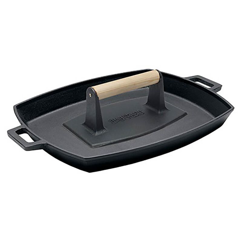 Bayou Classic&reg; Cast Iron Bacon Press and Pan Set image number 1
