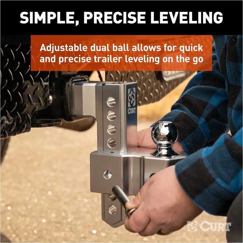 CURT AlumaLite Aluminum Hitch w/Dual Ball, 8 in Drop, 2-1/2 in Shank #45386 image number 8