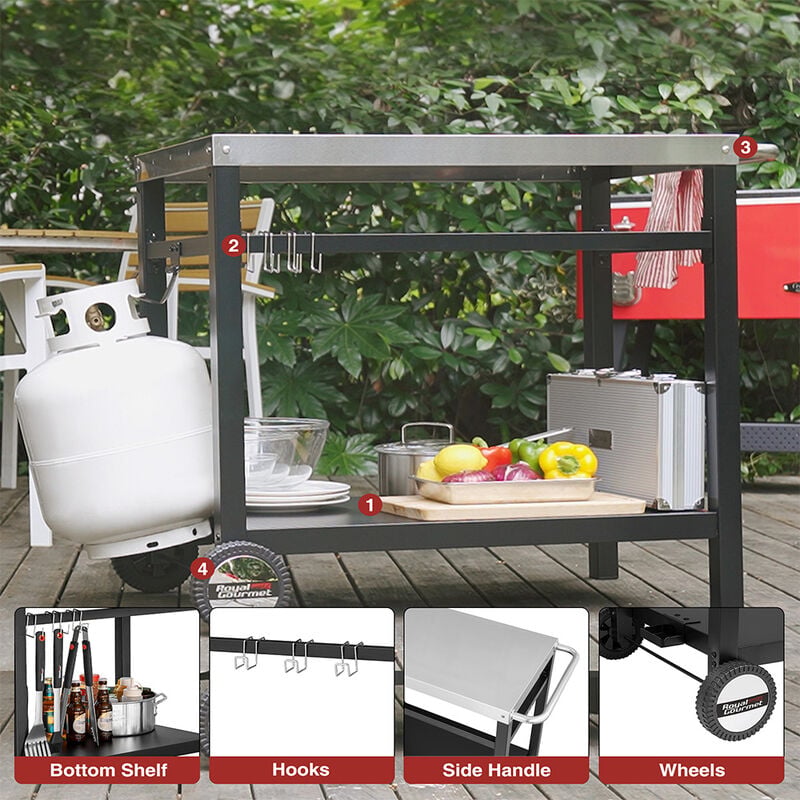 Royal Gourmet Double Shelf Movable Dining Cart w/ Handle - PC3401S image number 11