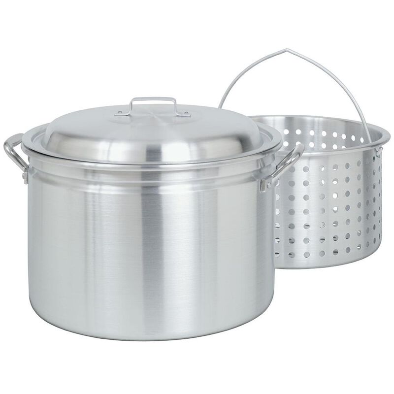 Bayou Classic® 24-qt Aluminum Stockpot with Lid and Basket image number 1
