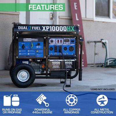 DuroMax 10,000-Watt 439cc Dual Fuel Portable Generator with CO Alert