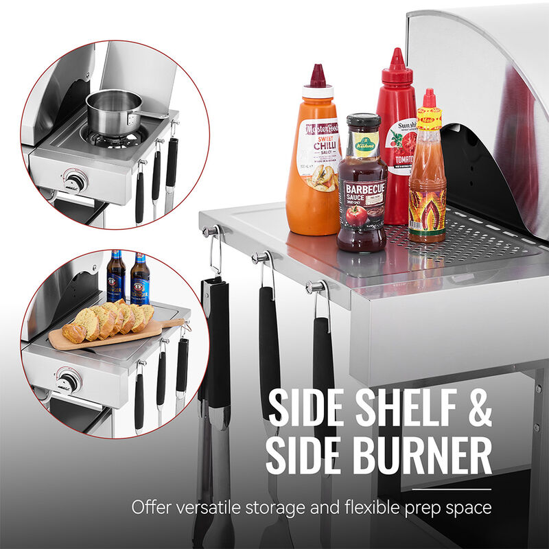 Royal Gourmet GE4001S 4-Burner Gas Grill w/Side Burner + Side Shelves image number 13