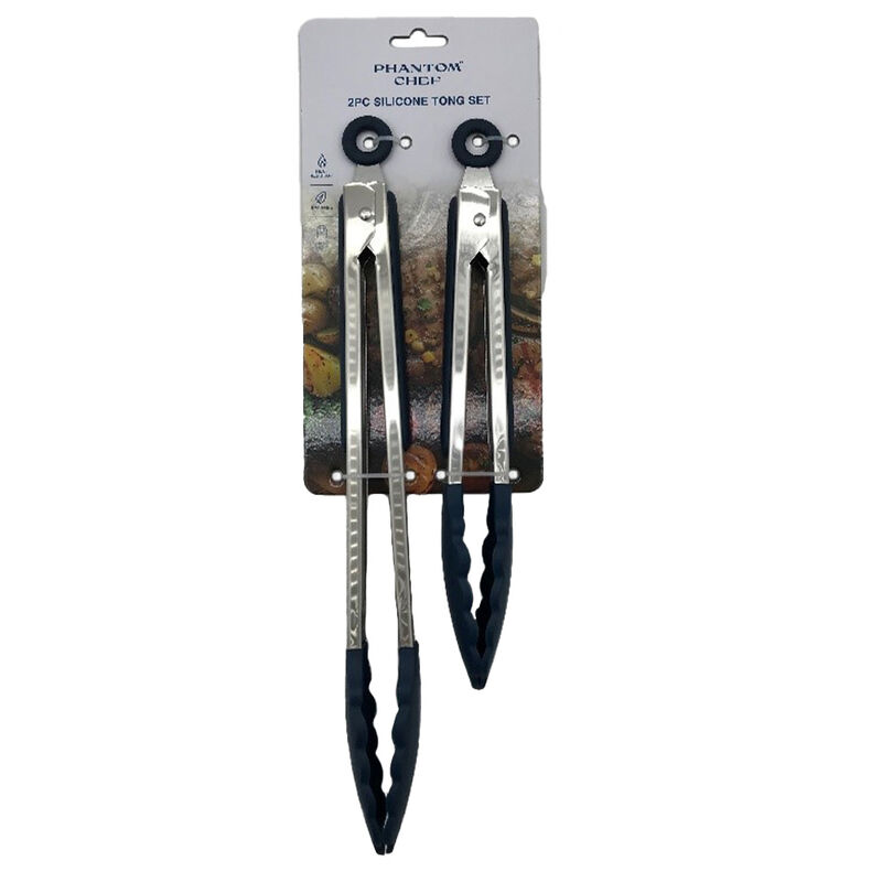 Phantom Chef 2-Piece Silicone Tong Set, Navy image number 1